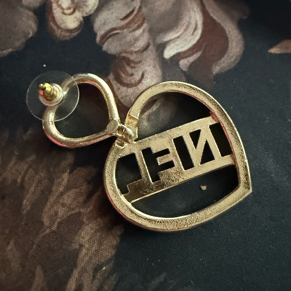 CHANEL Gold Heart Earrings logo EUC - Picture 5 of 5